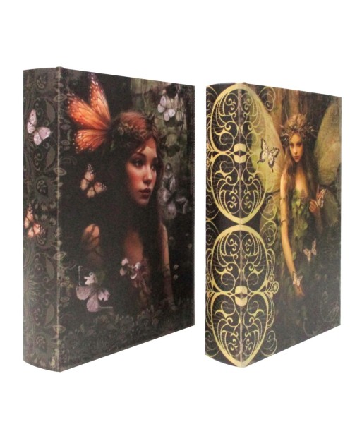 Caja libro hada 2 diferentes Decoración Etnico Negro