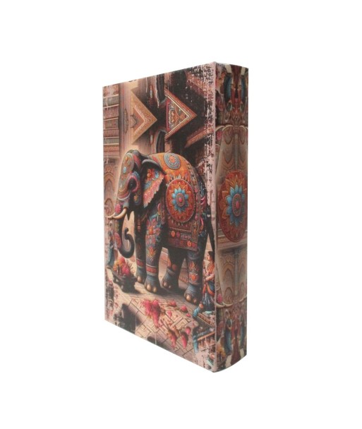 Caja libro elefante étnico decorativo para hogar y oficina