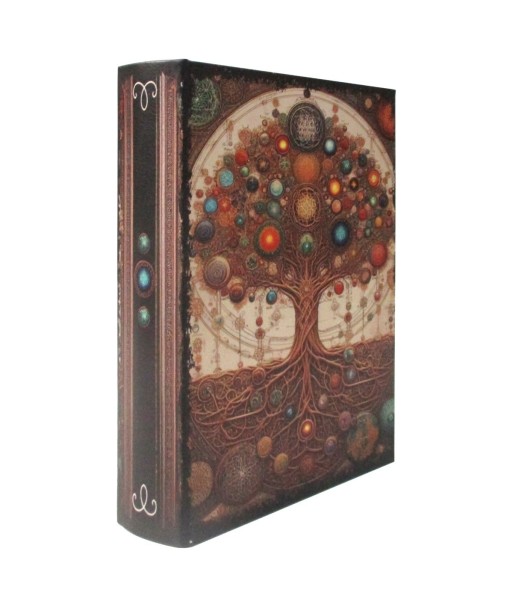 Caja libro arbol decorativa estilo étnico para organización y decoración del hogar