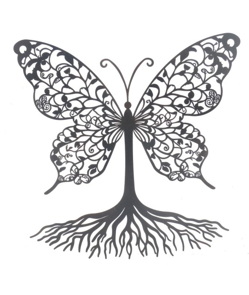 Adorno pared mariposa raices metal decorativo étnico hogar jardín regalo