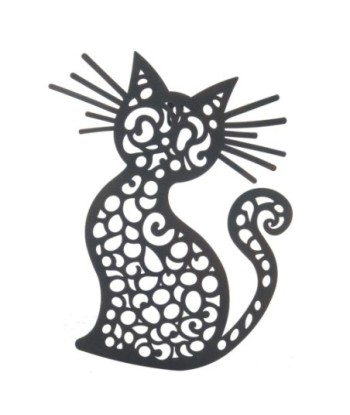 Adorno pared gato gracioso decorativo metal negro 30x25 cm