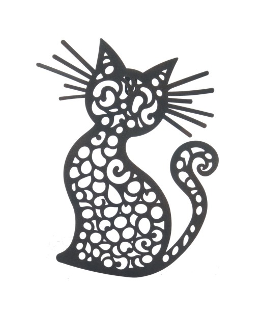 Adorno pared gato gracioso decorativo metal negro 30x25 cm