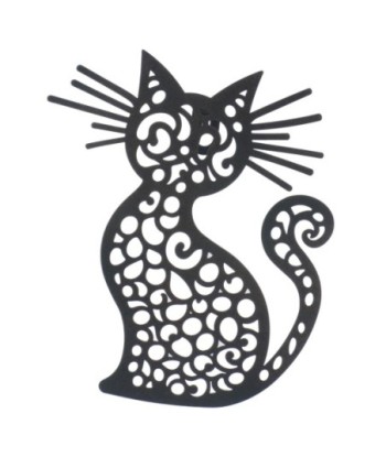 Adorno de Pared Gato Pequeño Metal Negro Figura Decorativa