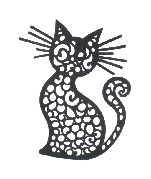 Adorno de Pared Gato Pequeño Metal Negro Figura Decorativa