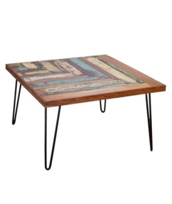 Mesa de Centro Moderna para Salón en Madera Maciza Marrón 80x80 cm