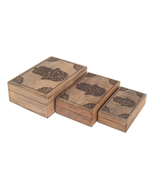 Conjunto 3 Cajas Decorativas Mano de Fátima Etnicas Marrones
