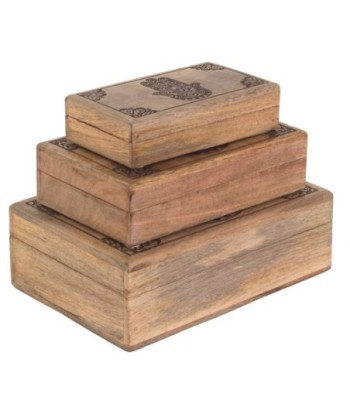 Conjunto 3 Cajas Decorativas Mano de Fátima Etnicas Marrones