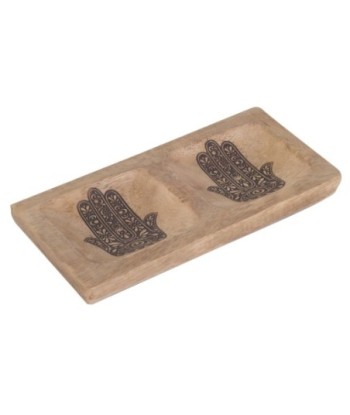 Bandeja Mano Fatima Etnico Decoración Madera Marrón 20 cm
