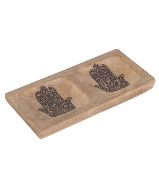 Bandeja Mano Fatima Etnico Decoración Madera Marrón 20 cm