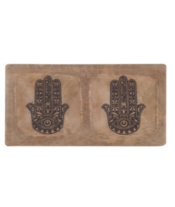 Bandeja Mano Fatima Etnico Decoración Madera Marrón 20 cm