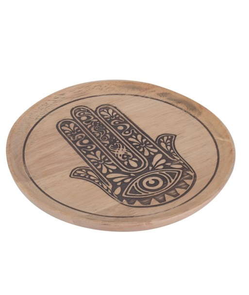 Bandeja mano fatima pequeña de madera étnica para decoración