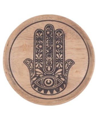 Bandeja mano fatima pequeña de madera étnica para decoración