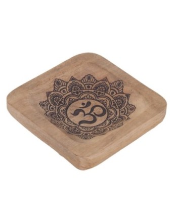 Bandeja Mandala Om Pequeña Decorativa Étnica de Madera