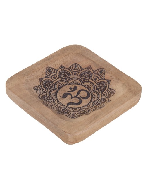 Bandeja Mandala Om Pequeña Decorativa Étnica de Madera