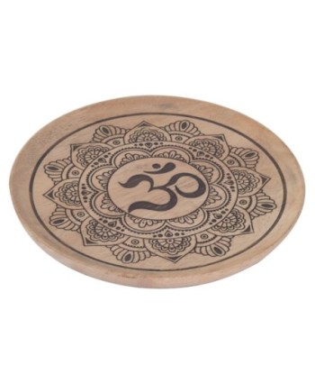 Bandeja Mandala Om Gris - Bandeja Decorativa Étnica de Madera con Diseño Mandala Om - Ideal para Decoración del