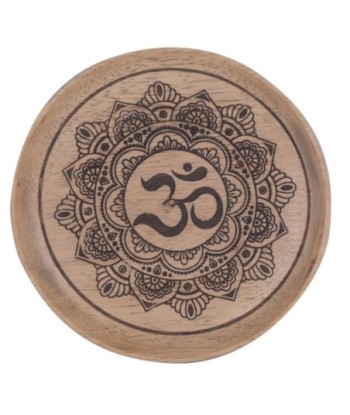 Bandeja Mandala Om Gris - Bandeja Decorativa Étnica de Madera con Diseño Mandala Om - Ideal para Decoración del
