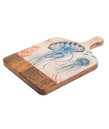 Tabla cortar medusas grande para cocina de madera náutica