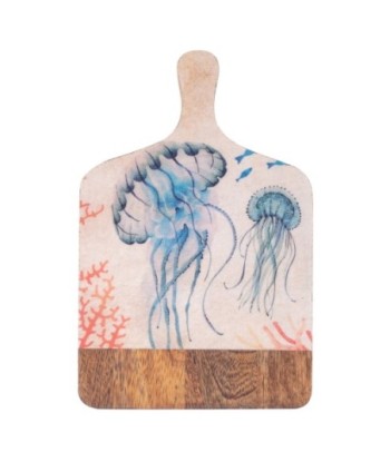 Tabla cortar medusas grande para cocina de madera náutica