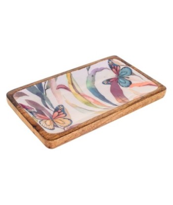Bandeja mariposas mediterráneo diseño madera decorativo