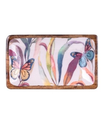 Bandeja mariposas mediterráneo diseño madera decorativo