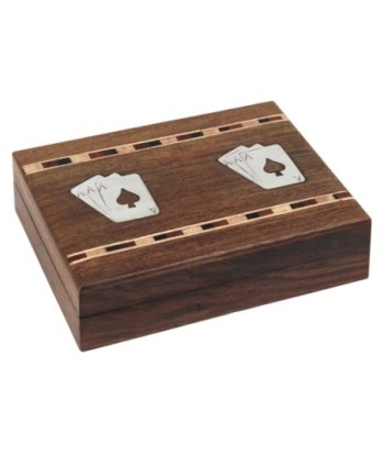 By SIGRIS Juego Cartas Marrón de Madera 4*12*17cm Juego mesa - Cartas Poker