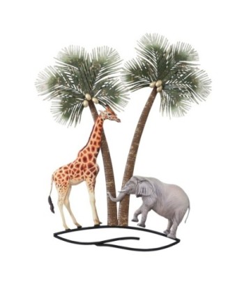 Adorno pared elefante y jirafa étnico metal decorativo hogar
