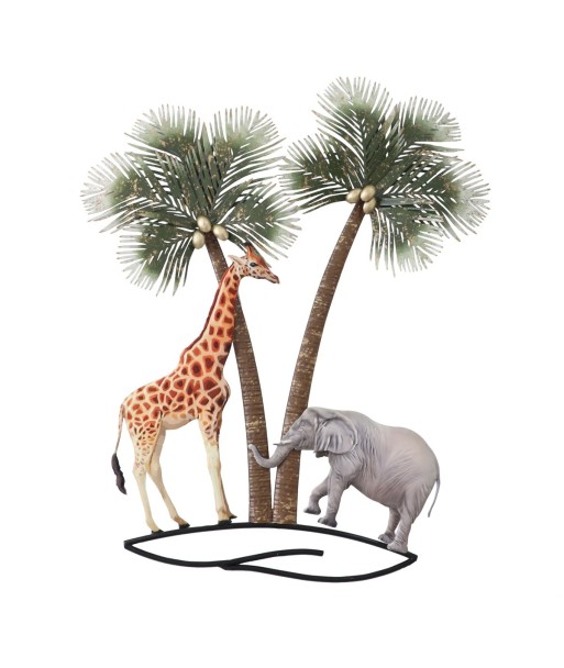 Adorno pared elefante y jirafa étnico metal decorativo hogar