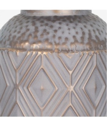 Jarron gris étnico decorativo de metal para hogar moderno y elegante