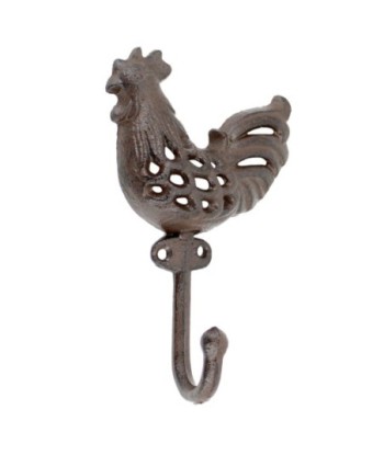 Percha Gallina Decorativa para Jardín, Perchero Rústico de Hierro Colado, Adorno de Pared Original y Funcional