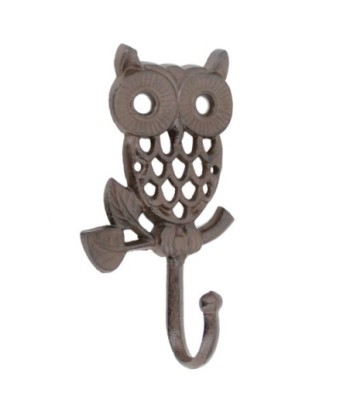 Percha Buho Decorativa de Hierro Colado para Adornos de Pared en Estilo Rústico, Ideal para Jardín y Hogar