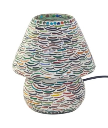 Lámpara de mesa estilo seta con diseño de mosaico multicolor