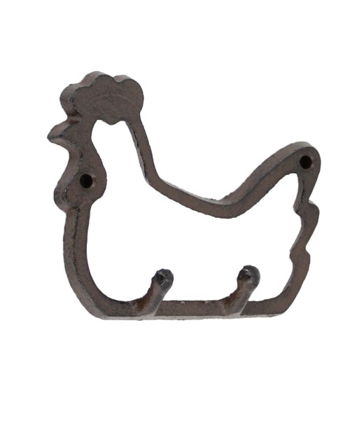 Percha Gallina Decorativa para Pared, Perchero Rústico de Hierro Colado, Accesorio de Jardín y Hogar, 2 Ganchos