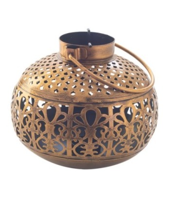 Jarrón étnico dorado de hojalata de 19 cm para decoración de hogar y regalos únicos