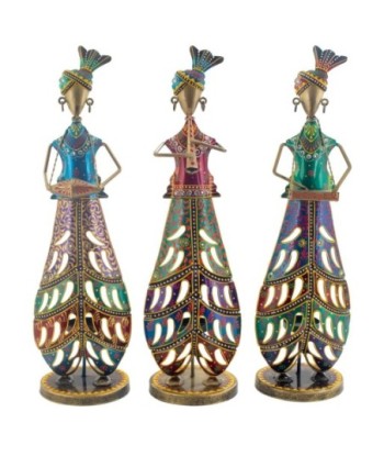 Figura musica portavelas 3 diferentes Multicolor Hojalata 49 cm