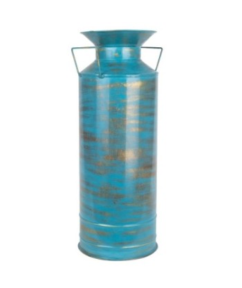 Jarrón étnico azul decorativo para hogar y oficina de hojalata de 60 cm