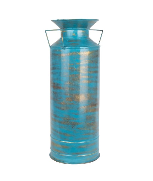 Jarrón étnico azul decorativo para hogar y oficina de hojalata de 60 cm