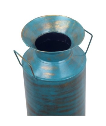Jarrón étnico azul decorativo para hogar y oficina de hojalata de 60 cm