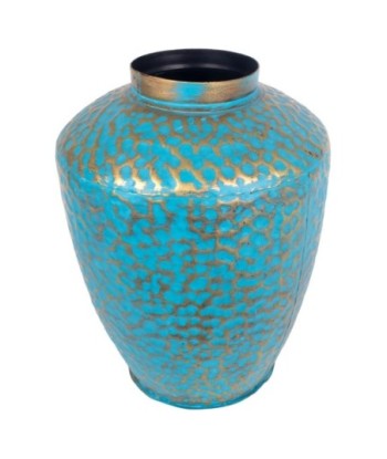 Jarron pequeña étnico dorado hojalata 34x25x25 cm