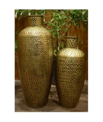 Jarrón étnico dorado de hojalata de 75 cm para decoración hogar y regalos