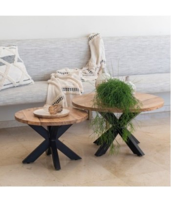 Conjunto de 2 Mesas Auxiliares Bohemias de Madera de Acacia