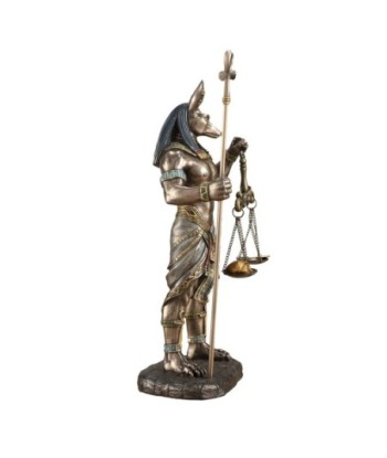 ORIGEN Home Decor Anubis Sosteniendo Bascula Bronce | Figura Diosa Verde - 27x15x11cm