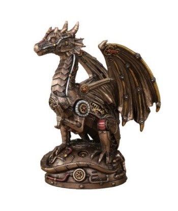 ORIGEN Home Decor DragóN Engranaje Mec Nico Fantasia Figura Diosa Gris 21x12x17cm