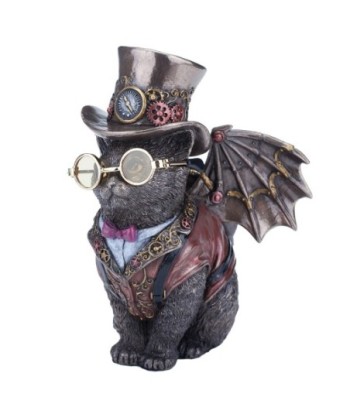 ORIGEN Home Decor Gato Inventor Victoriano Fantasia Figura Diosa Gris 14x11x9cm
