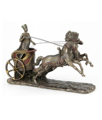 ORIGEN Home Decor Nefertiti en Carro Reina Bronce Figura Diosa Verde 19x30x9cm