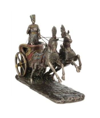 ORIGEN Home Decor Nefertiti en Carro Reina Bronce Figura Diosa Verde 19x30x9cm