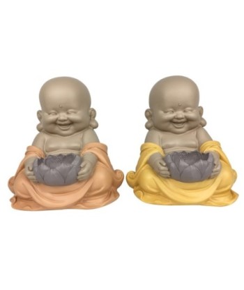 ORIGEN Home Decor Portavela Buda Maitreya 2U Budas Marrón - 24x23x22cm