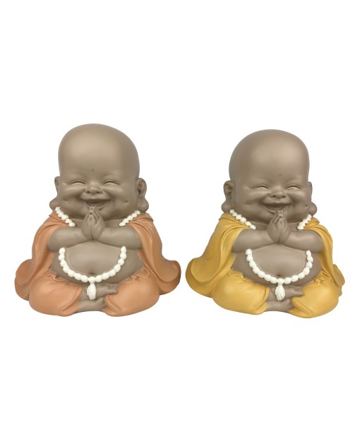 ORIGEN Home Decor Buda Maitreya 2U Budas Figura de Buda Marrón - 20x15x10cm