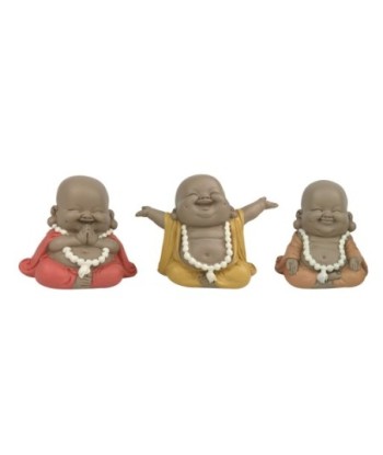 ORIGEN Home Decor Buda 3U Budas Figura de Buda Gris 20x15x10cm