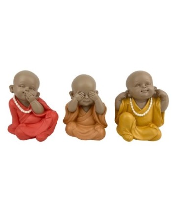 ORIGEN Home Decor Monje No Ve-Oye-Habla 3U Budas Figura de Buda Rojo - 10x9x7cm