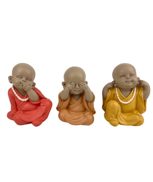 ORIGEN Home Decor Monje No Ve-Oye-Habla 3U Budas Figura de Buda Rojo - 10x9x7cm